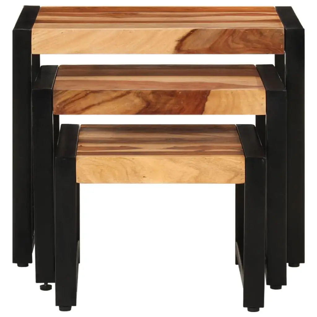 vidaXL Nesting Tables 3 pcs Solid Sheesham Wood - Furniture > Tables > Accent Tables > End Tables