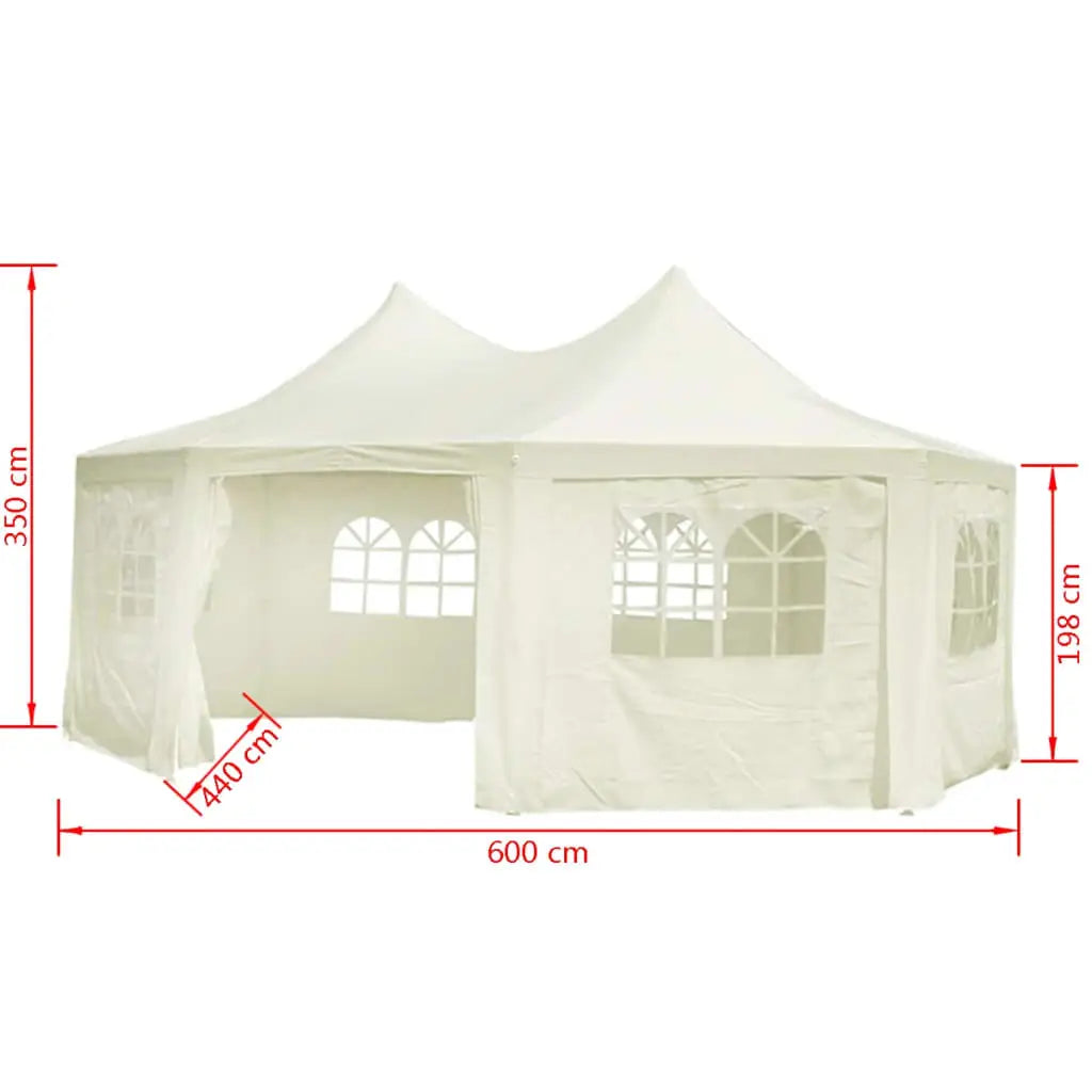 vidaXL Octagonal Party Tent Cream 19.7’x14.4’x11.5’ - Home & Garden > Lawn & Garden > Outdoor Living > Outdoor