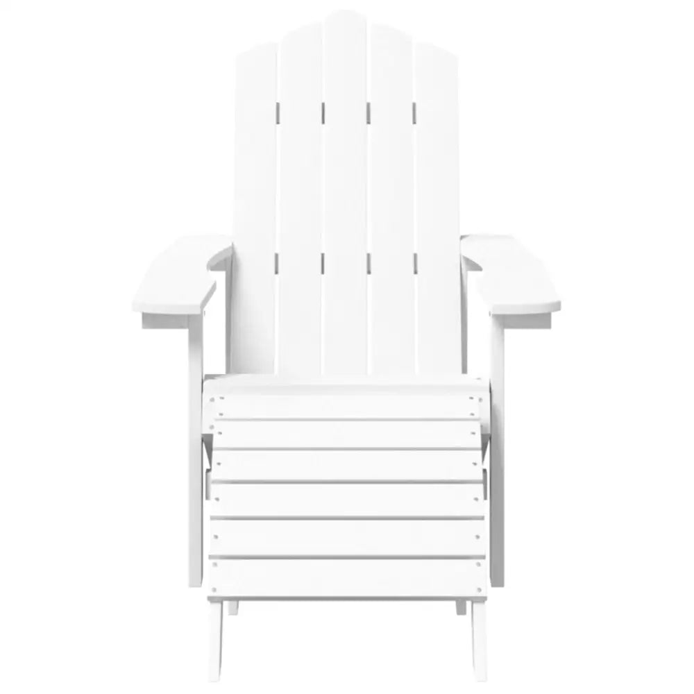 vidaXL Patio Adirondack Chairs with Footstool & Table HDPE White