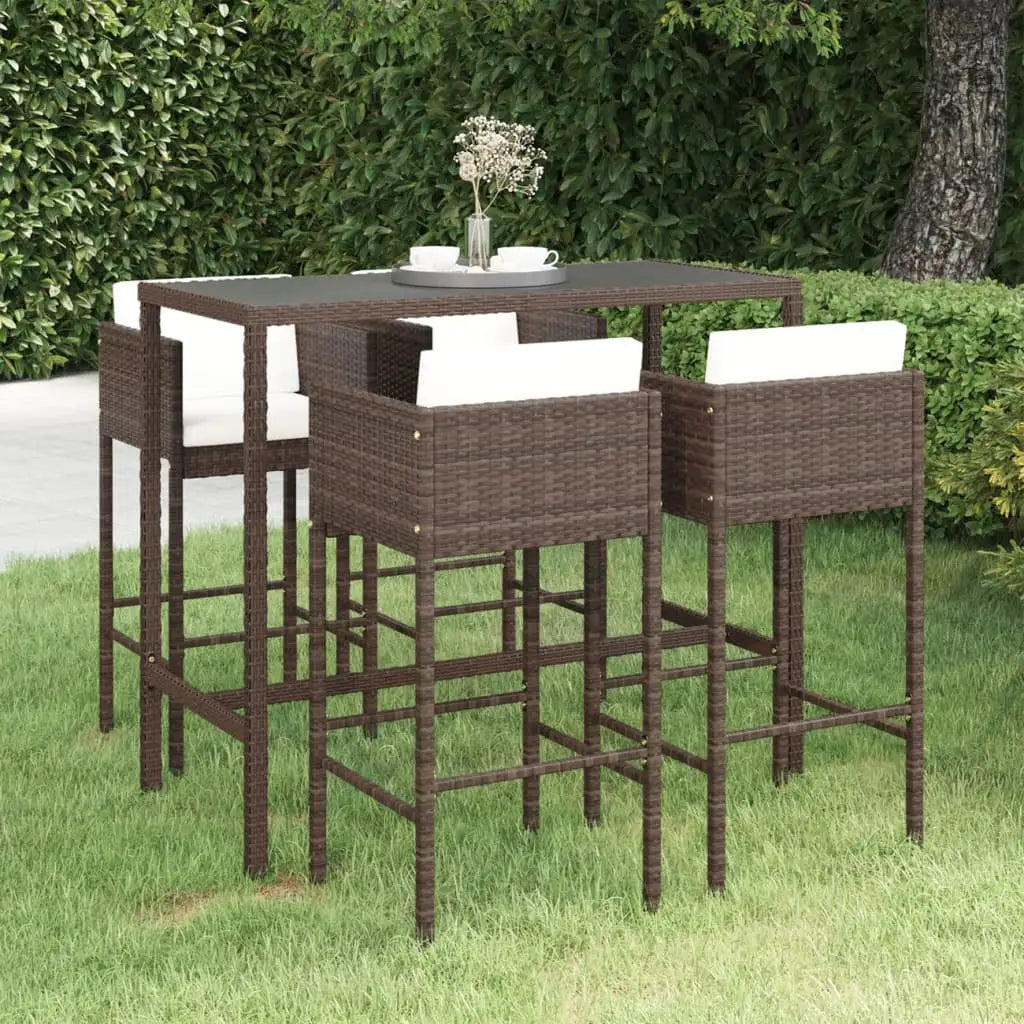 vidaXL Patio Bar Set Outdoor Bistro Set Bar Stool Bistro Table Poly Rattan - Outdoor Furniture Set