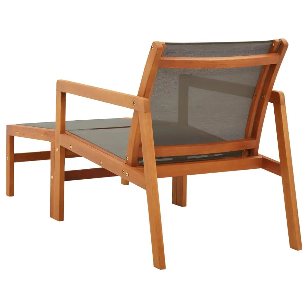 vidaXL Patio Chair Lounge Chair with Footrest Solid Wood Eucalyptus&Textilene - Lounge Chair