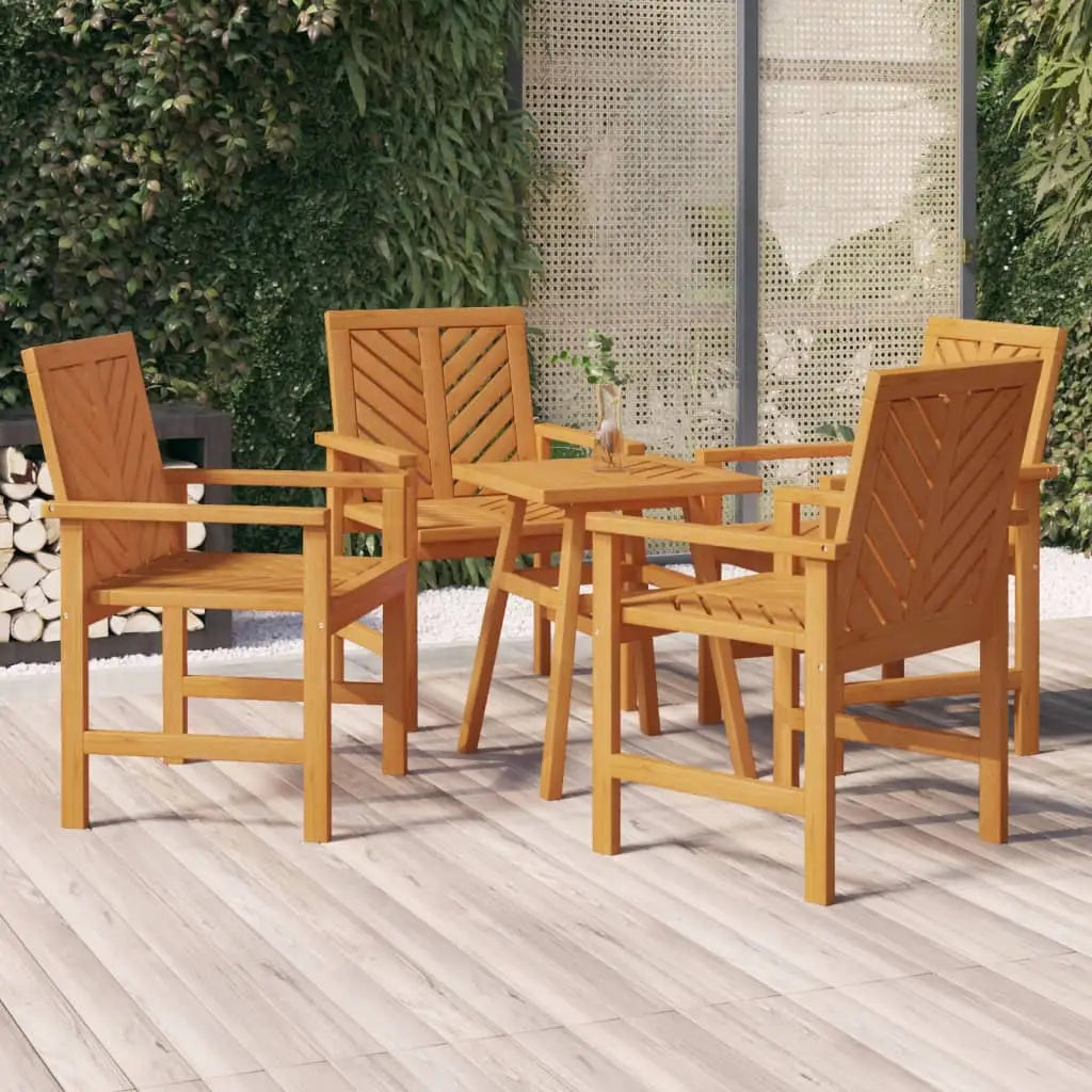 vidaXL Patio Chair Outdoor Patio Furniture Dining Chair Solid Wood Acacia - 4 pcs - Dining Chair