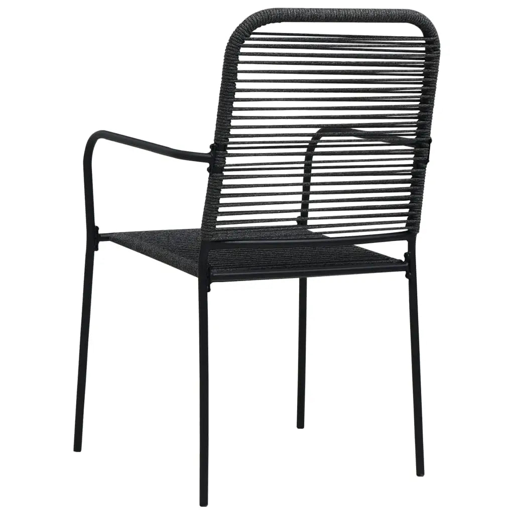 vidaXL Patio Chairs 2 pcs Cotton Rope and Steel Black - Outdoor Chairs