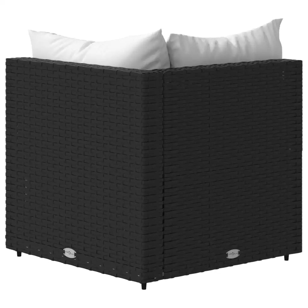 vidaXL Patio Corner Sofas with Cushions 2 pcs Black Poly Rattan - Outdoor Sofas
