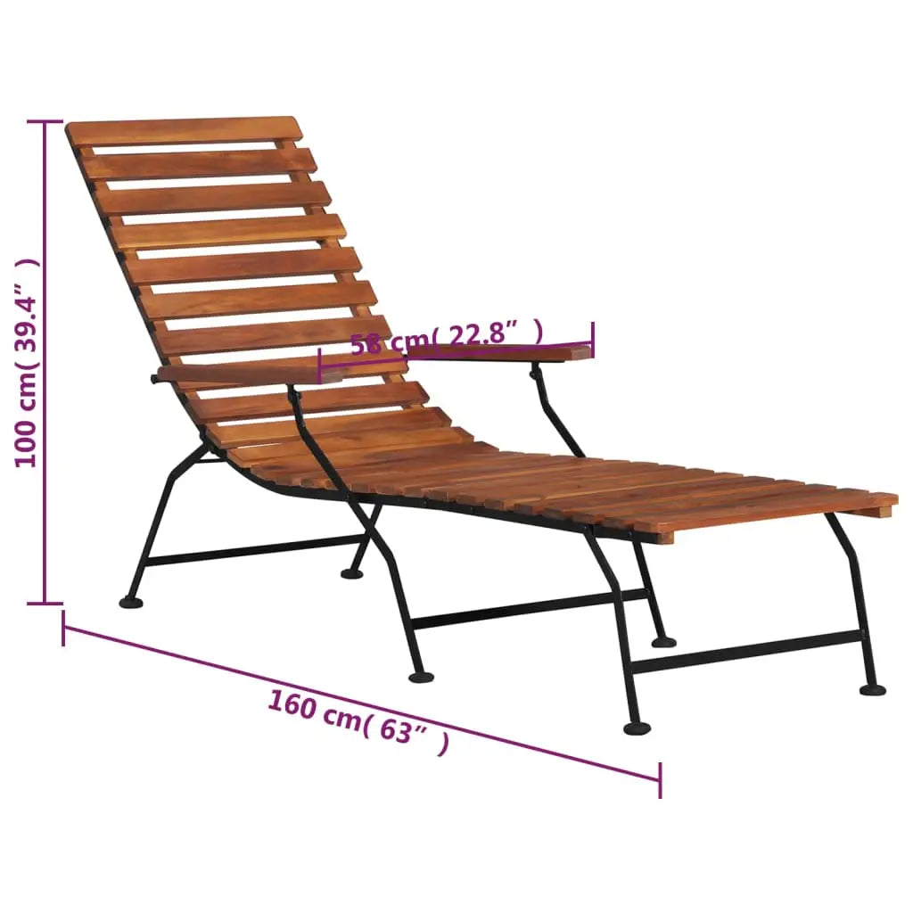 vidaXL Patio Deck Chair Solid Wood Acacia - Deck Chair