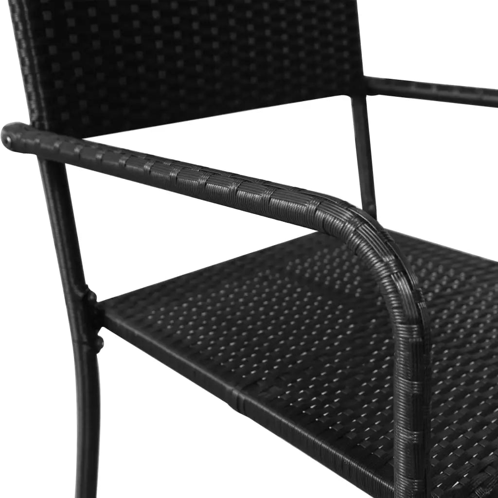 vidaXL Patio Dining Chairs 4 pcs Stackable Black Poly Rattan - Outdoor Chairs