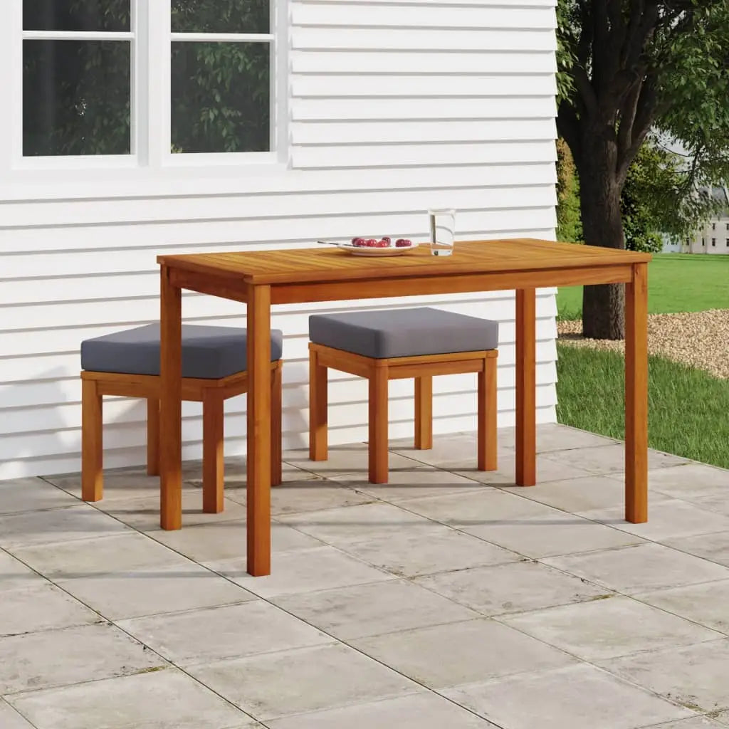 vidaXL Patio Dining Set 3 Piece Outdoor Table and Chair Solid Wood Acacia - Gray - Outdoor Furniture Set