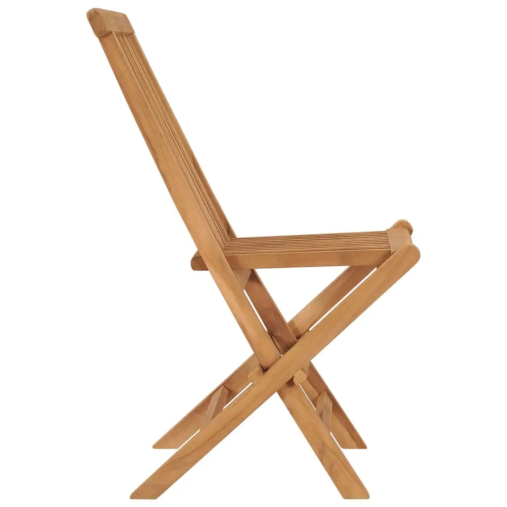 vidaXL Patio Folding Chairs Camping Garden Chair with Backrest Solid Wood Teak - 4 - Outdoor Chairs