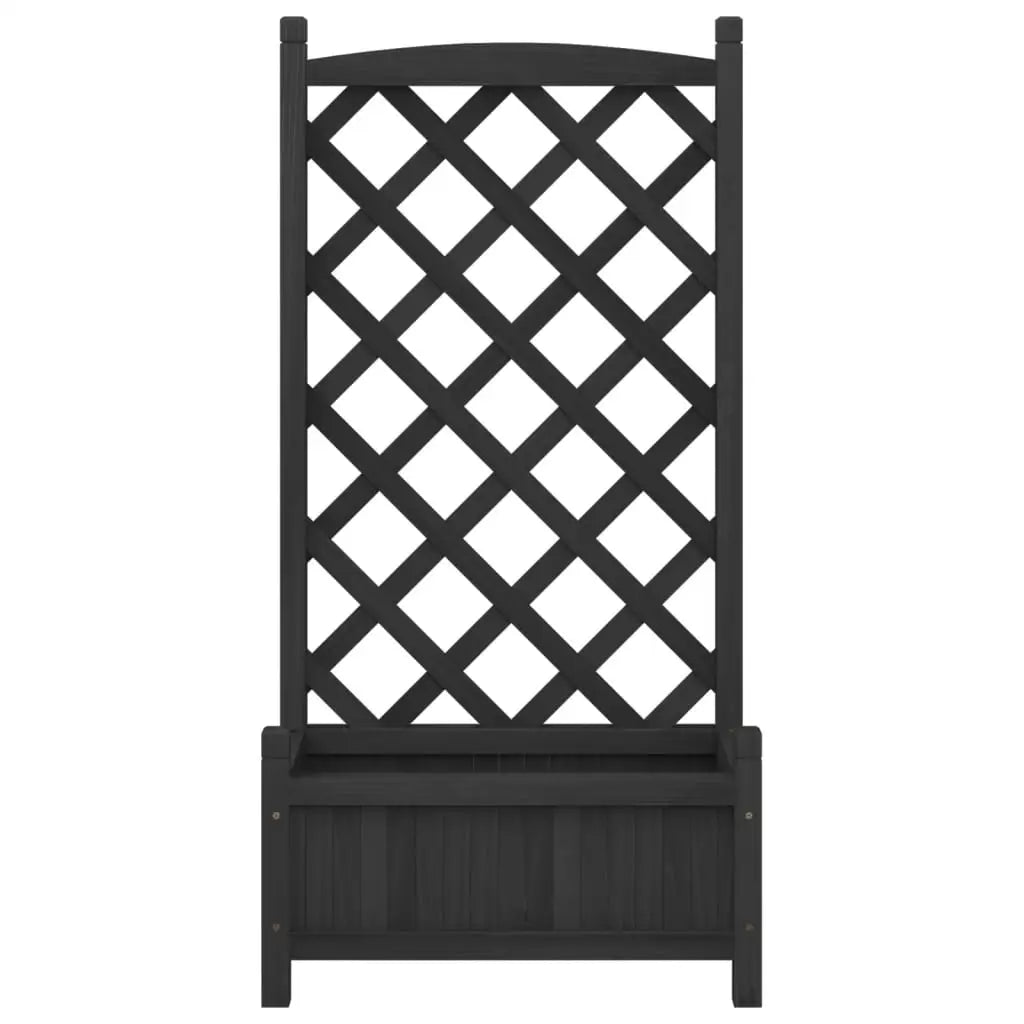vidaXL Planter with Trellis Black Solid Wood Fir - Home & Garden > Lawn & Garden > Gardening > Pots & Planters