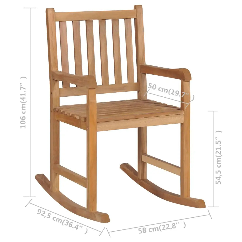 vidaXL Rocking Chair Solid Teak Wood - Rocking Chair