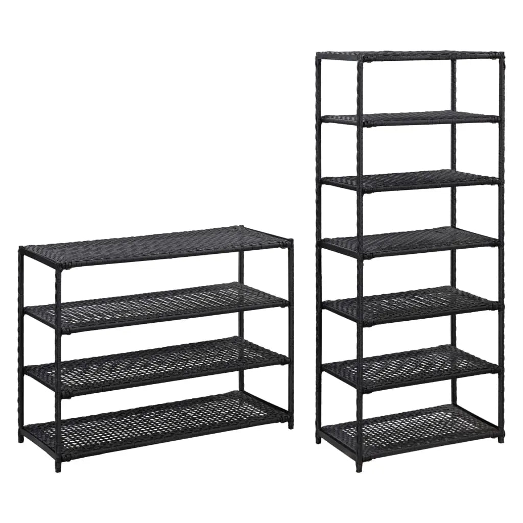 vidaXL Shoe Rack Shoe Storage Organizer Shoe Shelf Holder Entryway Poly Rattan - 19.7’’ x 11.8’’ x 47.2’’ - Home &