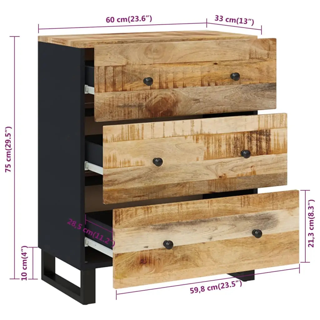 vidaXL Sideboard 23.6’’x13’’x29.5’’ Solid Wood Mango - Furniture > Cabinets & Storage > Buffets & Sideboards