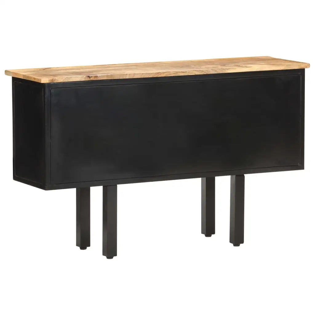 vidaXL Sideboard 43.3’’x11.8’’x25.6’’ Solid Rough Mango Wood and Steel - Furniture > Cabinets & Storage > Buffets &