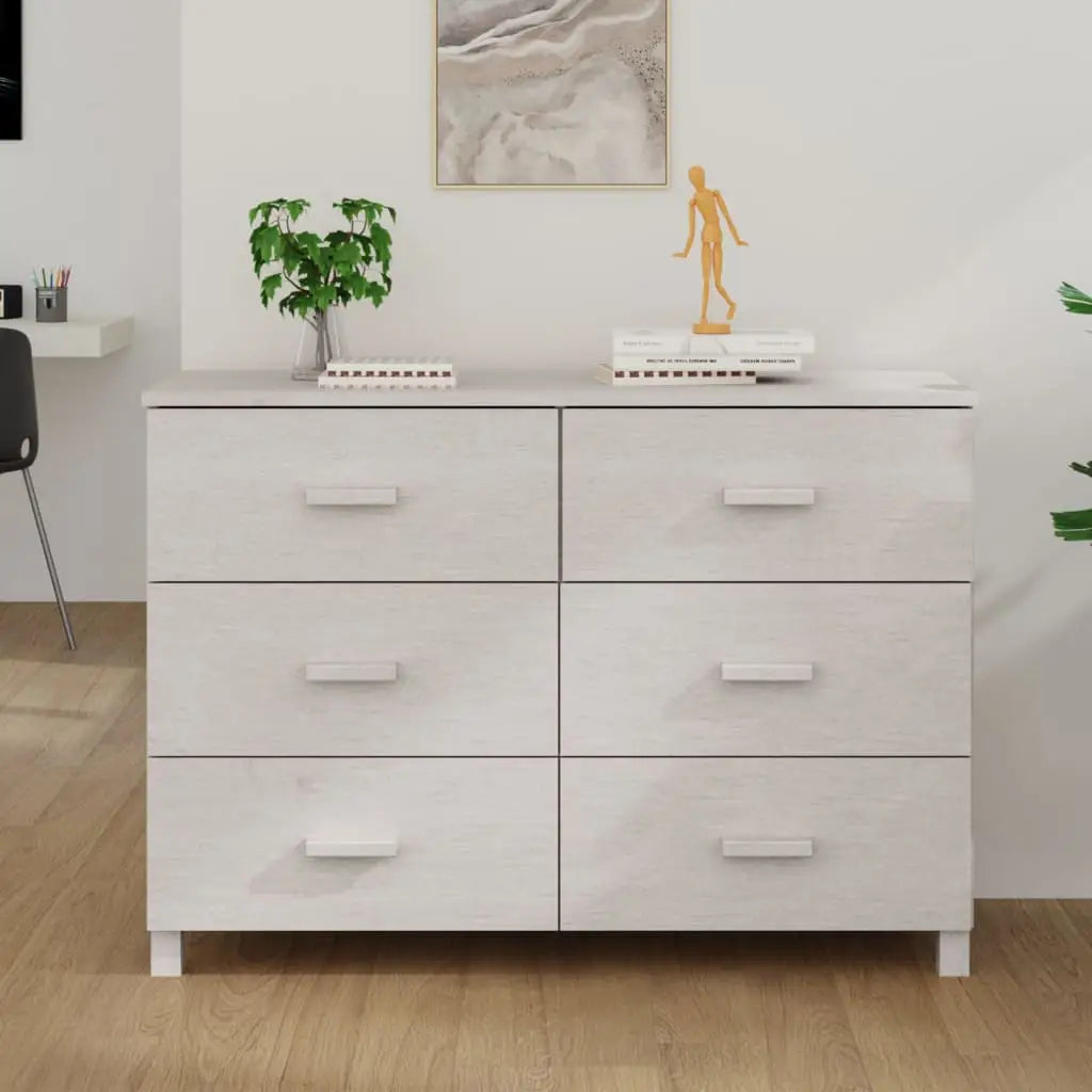 vidaXL Sideboard Buffet Console Cabinet with Storage HAMAR Solid Wood Pine - white - Furniture > Cabinets & Storage >