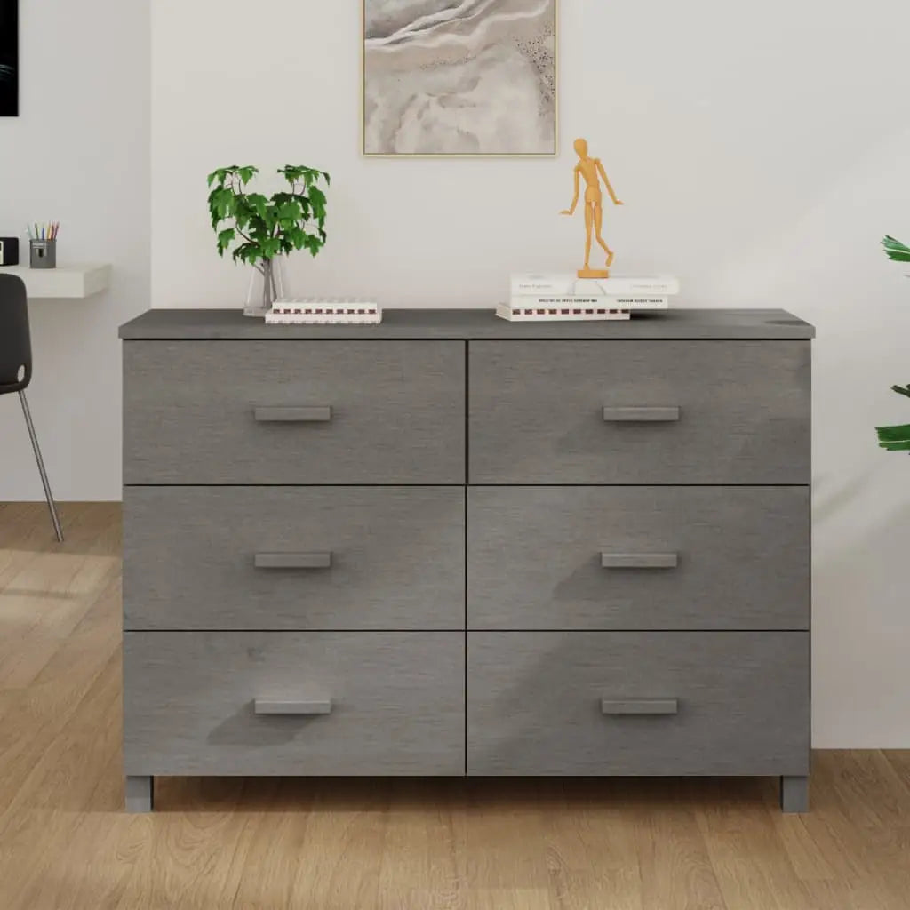 vidaXL Sideboard Buffet Console Cabinet with Storage HAMAR Solid Wood Pine - light gray - Furniture > Cabinets &