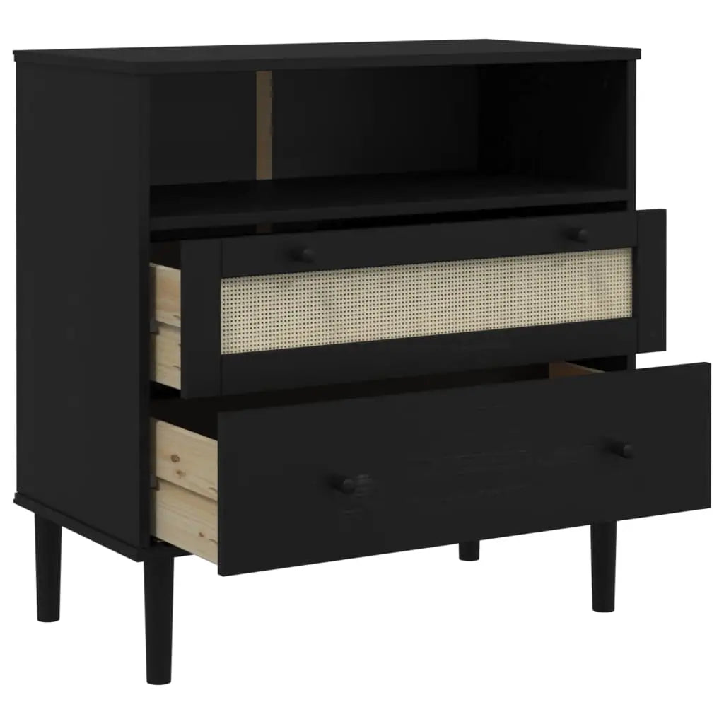 vidaXL Sideboard Buffet Storage Cabinet SENJA Rattan Look Solid Wood Pine - Furniture > Cabinets & Storage > Buffets &