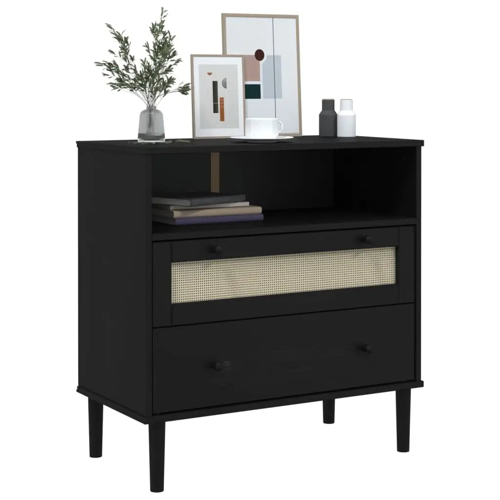vidaXL Sideboard Buffet Storage Cabinet SENJA Rattan Look Solid Wood Pine - Furniture > Cabinets & Storage > Buffets &
