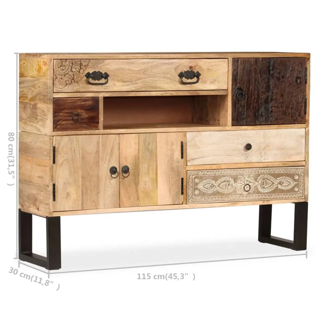 vidaXL Sideboard Drawer Cupboard Sideboard Buffet Cabinet Solid Wood Sheesham - Dark brown - Furniture > Cabinets &