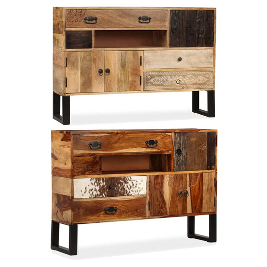 vidaXL Sideboard Drawer Cupboard Sideboard Buffet Cabinet Solid Wood Sheesham - Dark brown - Furniture > Cabinets &