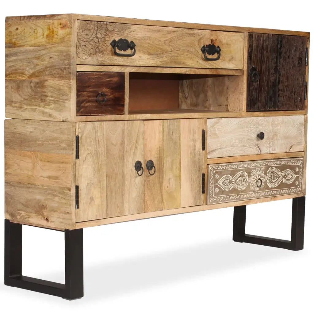 vidaXL Sideboard Drawer Cupboard Sideboard Buffet Cabinet Solid Wood Sheesham - Dark brown - Furniture > Cabinets &