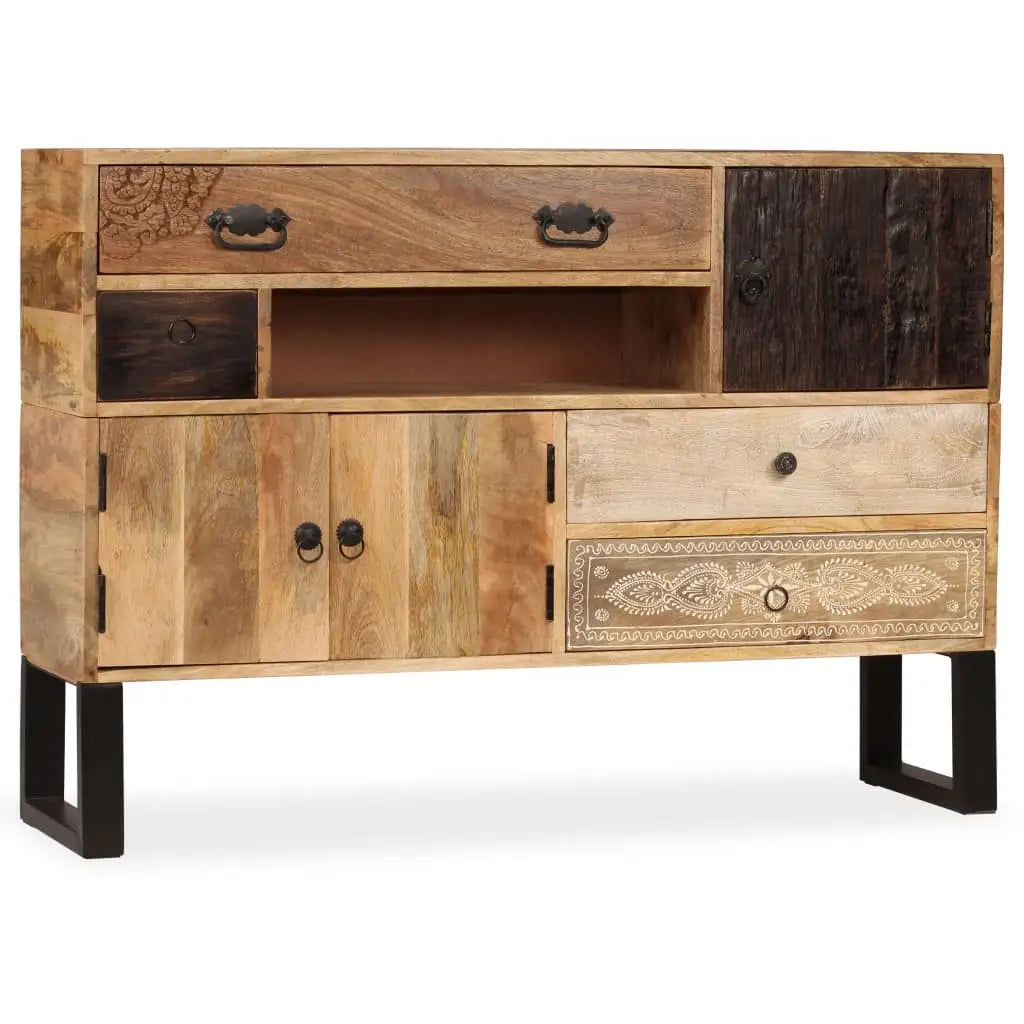 vidaXL Sideboard Drawer Cupboard Sideboard Buffet Cabinet Solid Wood Sheesham - Dark brown - Furniture > Cabinets &