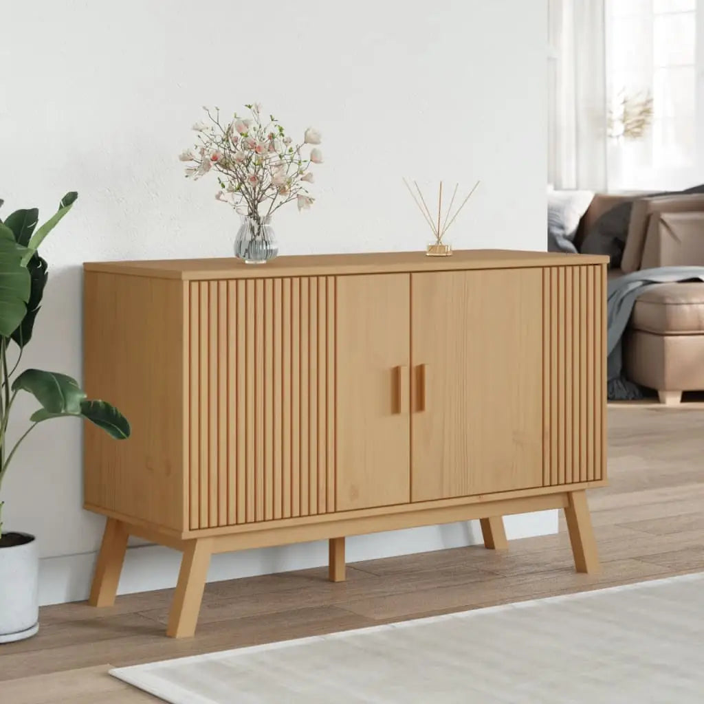 vidaXL Sideboard OLDEN Brown 44.9’’x16.9’’x28.9’’ Solid Wood Pine - Brown / 1 pcs - Furniture > Cabinets & Storage >