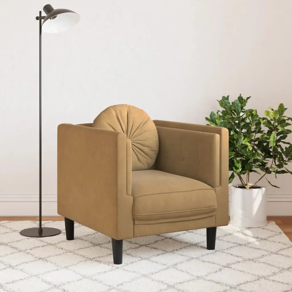 vidaXL Sofa Chair with Cushion Brown Faux Suede Leather - Furniture > Sofas