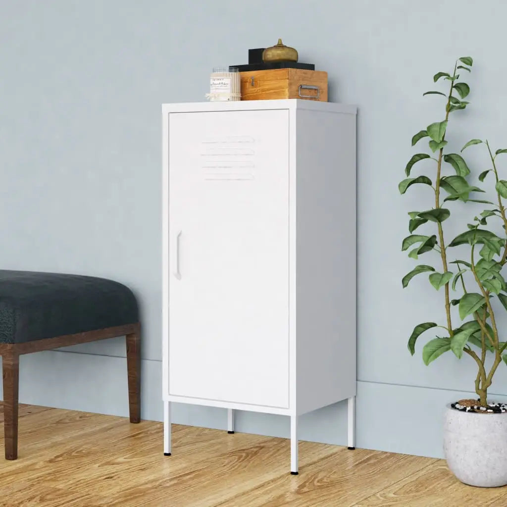 vidaXL Storage Cabinet Freestanding File Cabinet with Shelves for Office Steel - White - Furniture > Cabinets & Storage