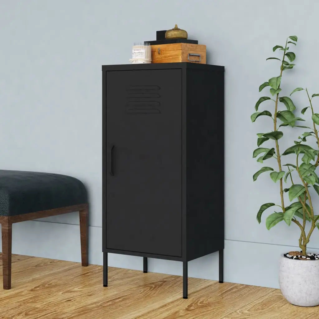 vidaXL Storage Cabinet Freestanding File Cabinet with Shelves for Office Steel - Black - Furniture > Cabinets & Storage