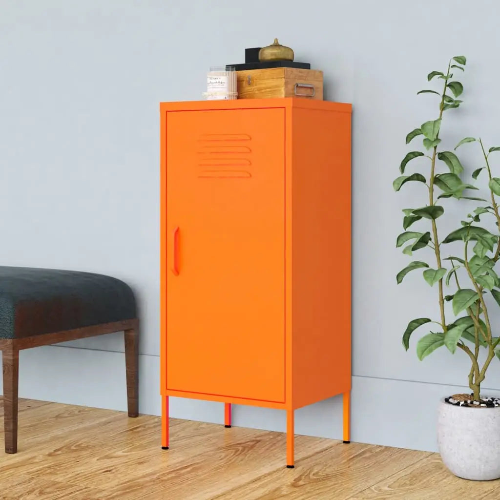 vidaXL Storage Cabinet Freestanding File Cabinet with Shelves for Office Steel - Orange - Furniture > Cabinets &