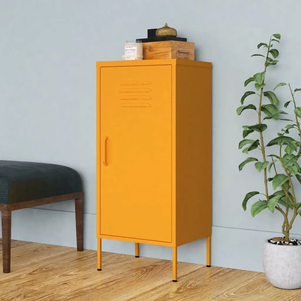 vidaXL Storage Cabinet Freestanding File Cabinet with Shelves for Office Steel - Mustard Yellow - Furniture > Cabinets