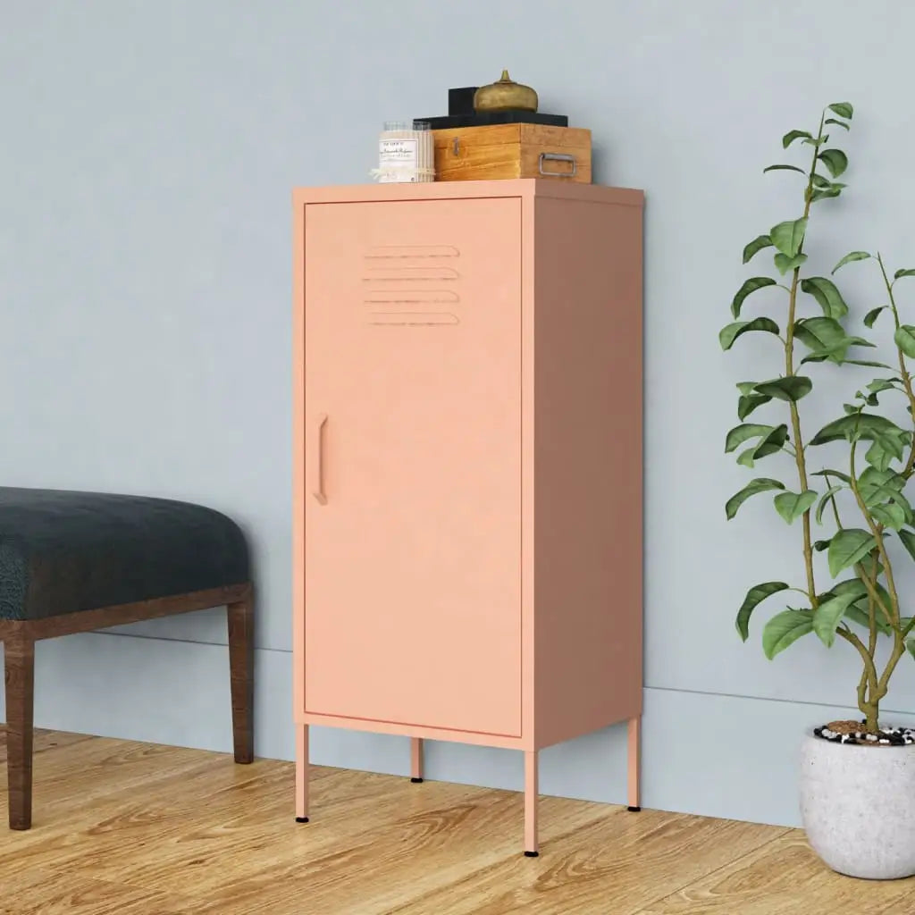 vidaXL Storage Cabinet Freestanding File Cabinet with Shelves for Office Steel - Pink - Furniture > Cabinets & Storage