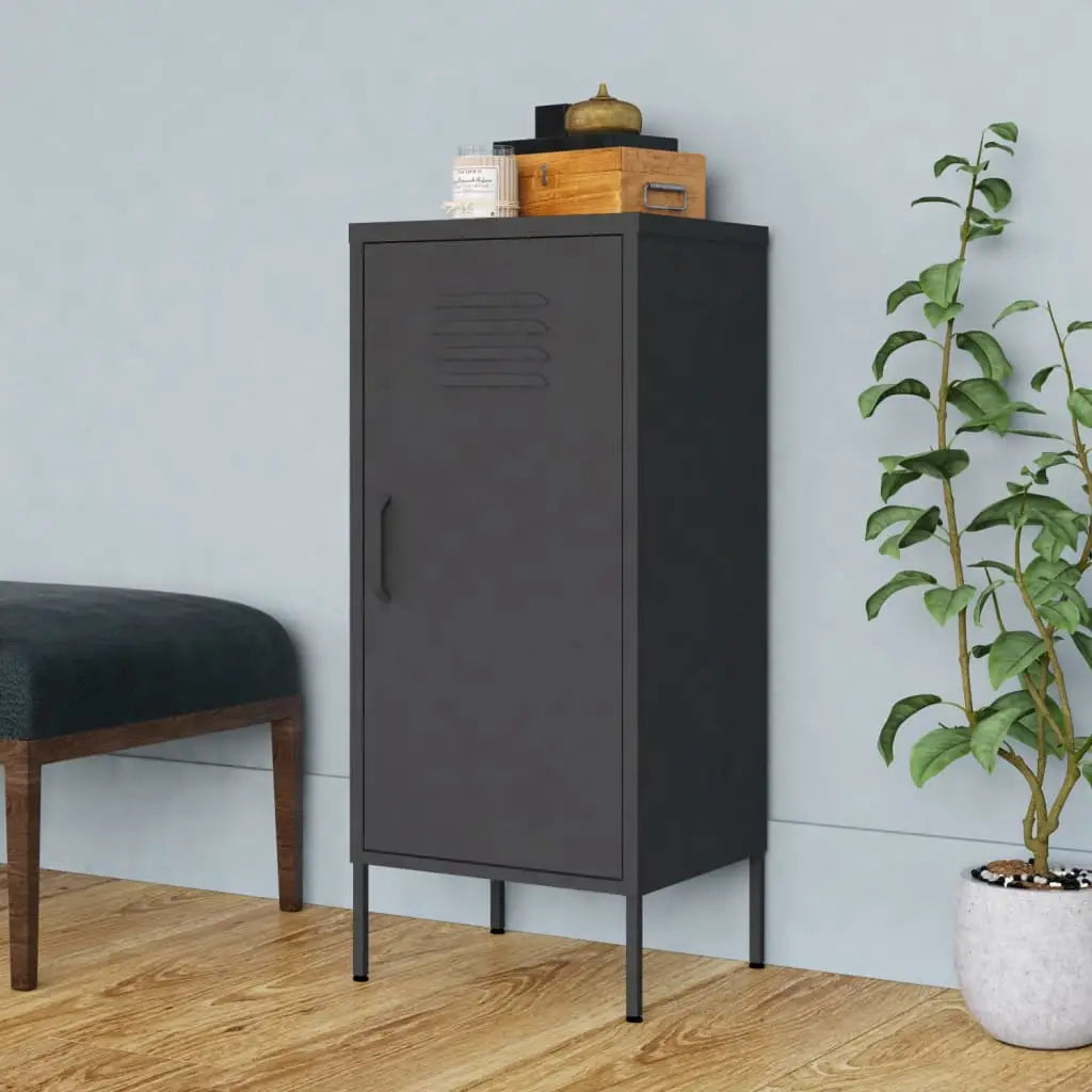 vidaXL Storage Cabinet Freestanding File Cabinet with Shelves for Office Steel - Anthracite - Furniture > Cabinets &