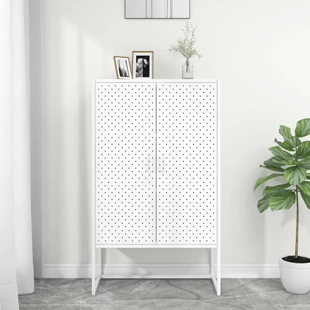 vidaXL Storage Cabinet Sideboard Cabinet for Entryway Bedroom Office Steel - White - Furniture > Cabinets & Storage >