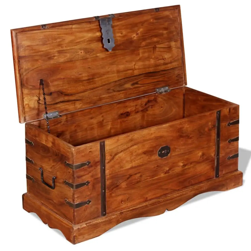 vidaXL Storage Chest Decorative Storage Box with Latch for Bedroom Solid Wood - Furniture > Cabinets & Storage >