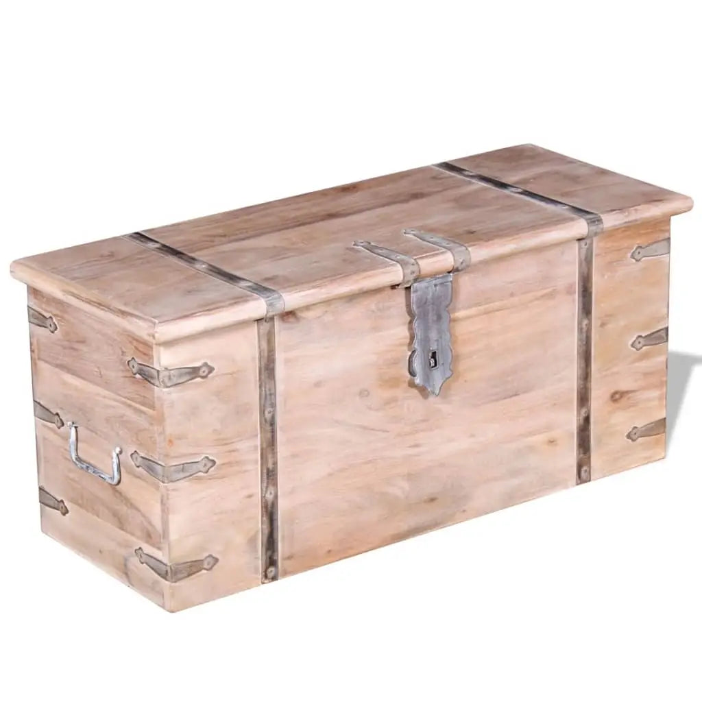 vidaXL Storage Chest Decorative Storage Box with Latch for Bedroom Solid Wood - Furniture > Cabinets & Storage >
