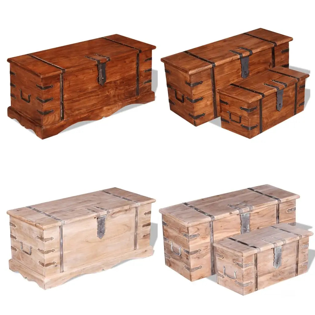 vidaXL Storage Chest Decorative Storage Box with Latch for Bedroom Solid Wood - Light brown / 1 pcs - Furniture >
