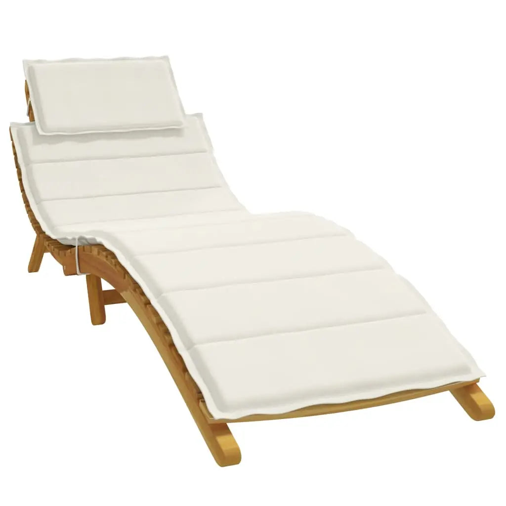 vidaXL Sun Lounger Cushion Sunbed Seating Pad Outdoor Patio Garden Fabric - Melange cream / 1 pcs - Home & Garden >