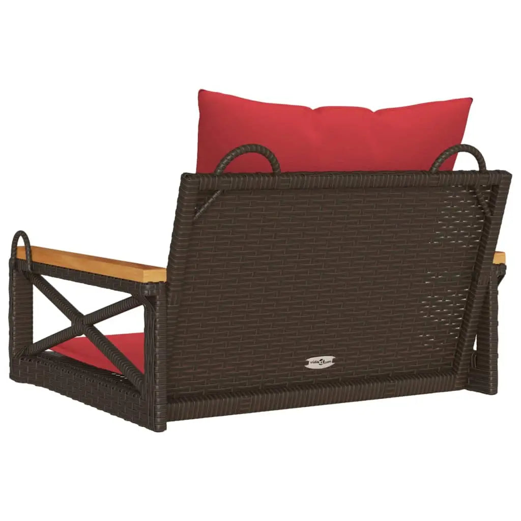 vidaXL Swing Bench with Cushions Hammock Chair Poly Rattan Brown/Gray/Black - Swing Bench