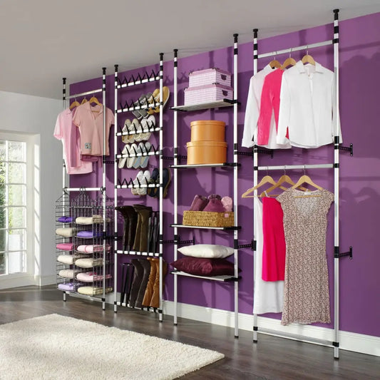 vidaXL Telescopic Shoe Rack with Rods Aluminum - Home & Garden > Household Supplies > Storage & Organization > Clothing