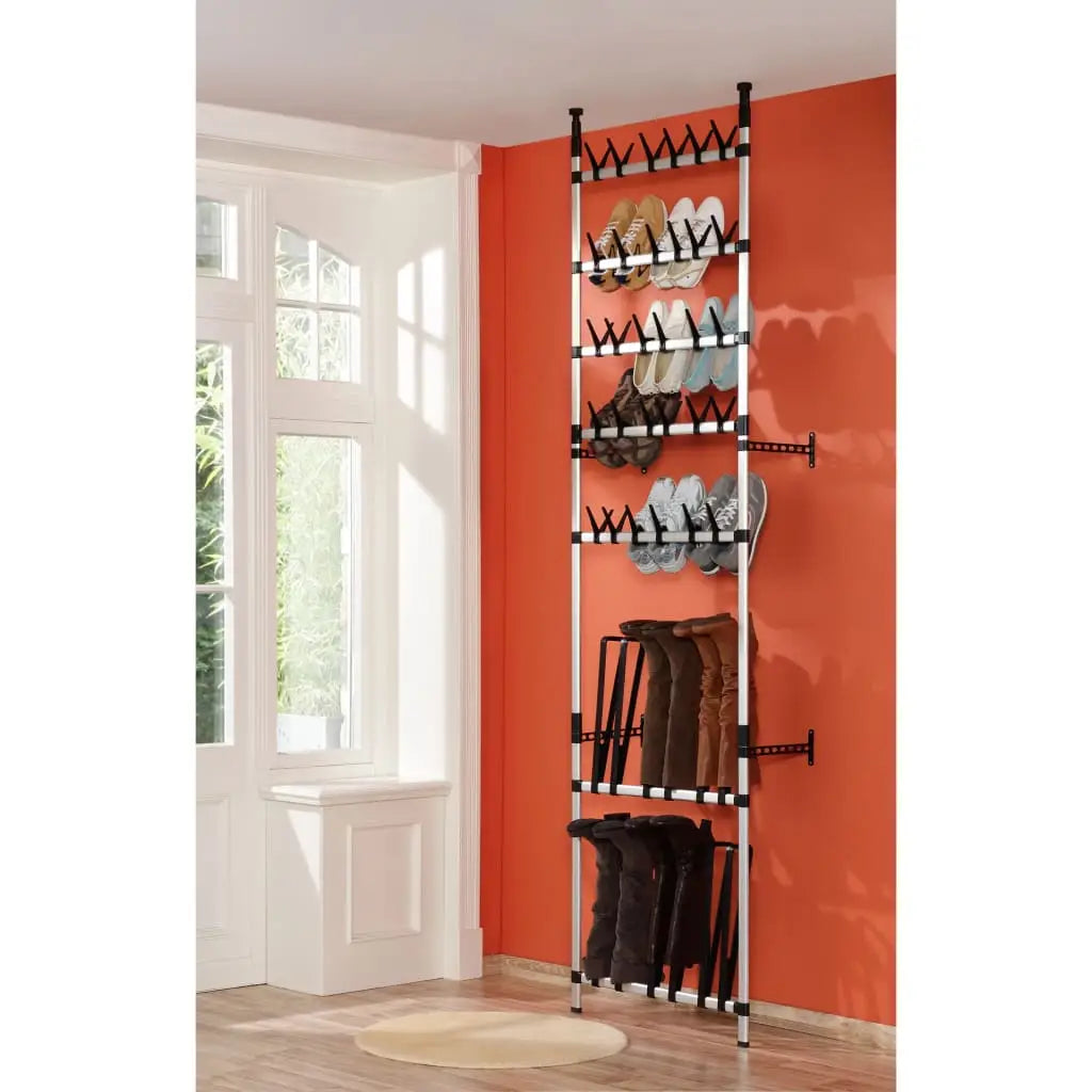 vidaXL Telescopic Shoe Rack with Rods Aluminum - Home & Garden > Household Supplies > Storage & Organization > Clothing