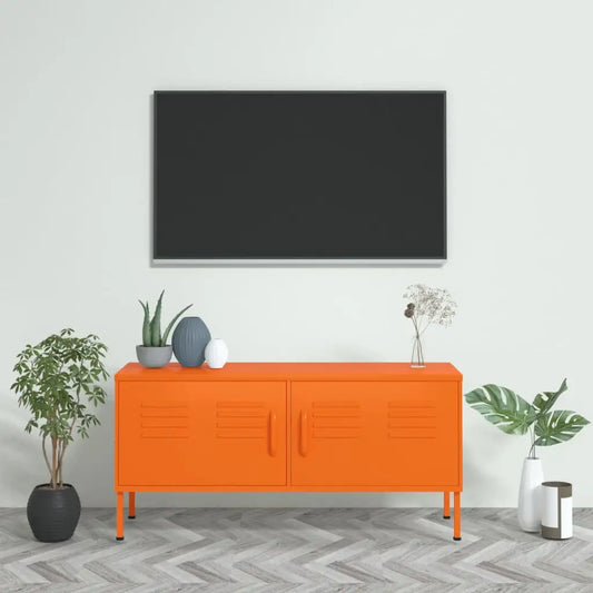 vidaXL TV Stand TV Unit Sideboard Home TV Console Media Unit Cupboard Steel - Orange - Furniture > Entertainment