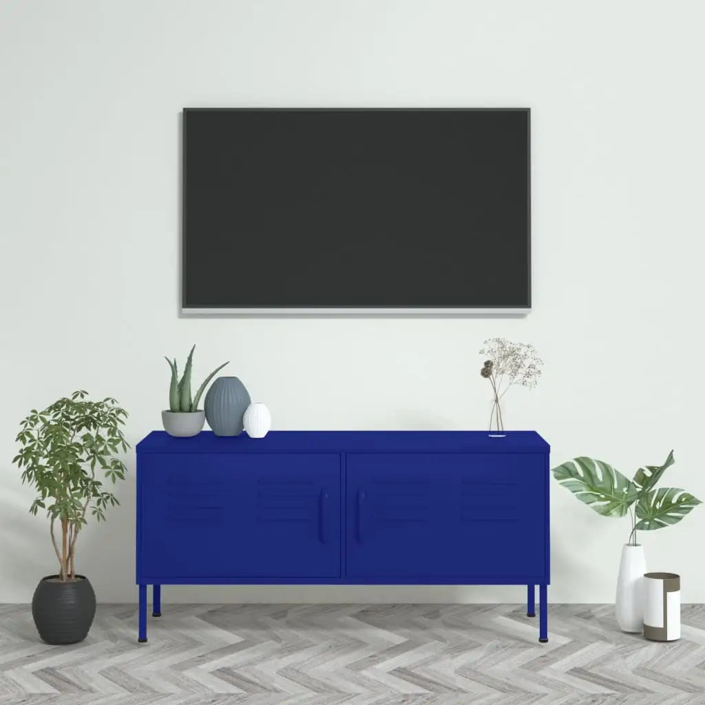vidaXL TV Stand TV Unit Sideboard Home TV Console Media Unit Cupboard Steel - Navy blue - Furniture > Entertainment