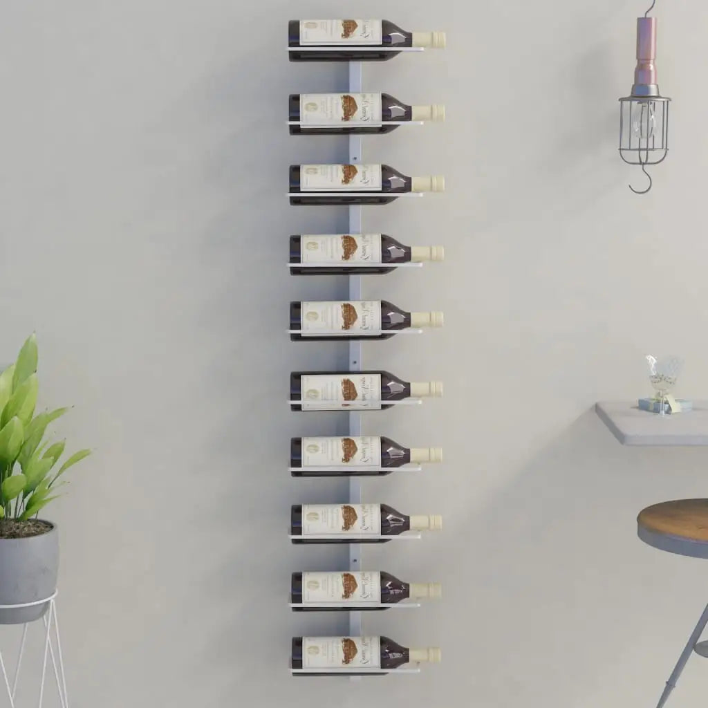 vidaXL Wall Wine Rack Wall Mounted Bottle Holder Storage Organizer for Pantry - White / 1 piece/ 10 bottle - Furniture