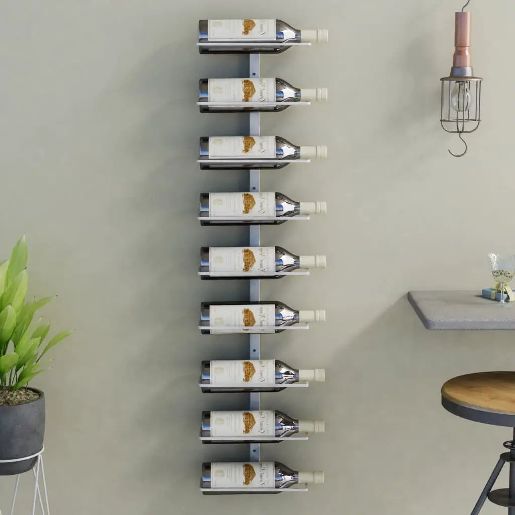 vidaXL Wall Wine Rack Wall Mounted Bottle Holder Storage Organizer for Pantry - White / 1 piece/ 9 bottle - Furniture >