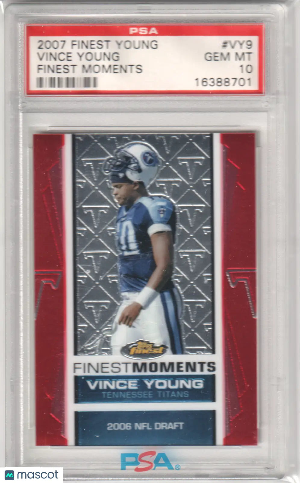 Vince Young 2007 Topps Finest Moments card VY9 PSA 10 GEM MINT Columbia Hobby