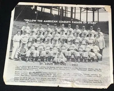 Vintage Louis Browns 8x10 team photo from 1951 showing historic baseball team image