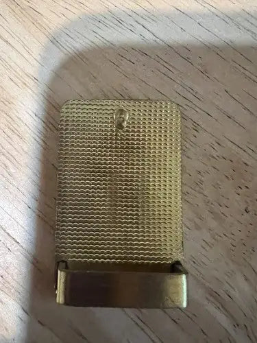 Gold-colored mesh perfume holder with loop, inspired by Vintage American Bowling Congress belt buckle