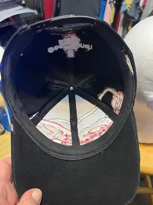 Black Dale Earnhardt vintage snapback hat with white and red brim stitching