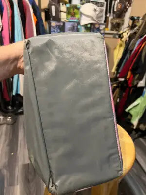 Gray tote bag with pink zipper from Vintage Dale Earnhardt Sr Lunch Box collection